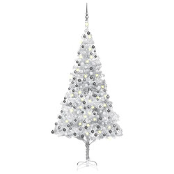 vidaXL Arbre de Noël artificiel pré-éclairé/boules argenté 240 cm PET