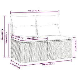 vidaXL Salon de jardin 2 pcs avec coussins gris clair polyrotin acacia pas cher