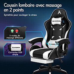 Acheter ALFORDSON Chaise Gaming avec Chaise Bureau de Massage Lombaire à 2 Points Blanc