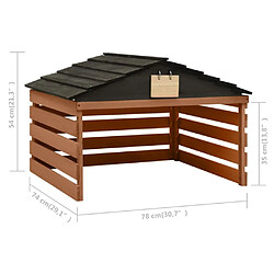 vidaXL Garage de tondeuse à gazon Noir et marron 78x74x54cm Sapin pas cher