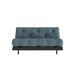 Avis Inside 75 Canapé convertible futon ROOTS pin laqué noir matelas 160 x 200 cm coloris bleu pétrole