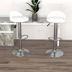 vidaXL Tabourets de bar lot de 2 blanc similicuir 