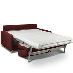 Inside 75 Canapé convertible OGGETTO matelas 16 cm système express sommier lattes 120cm RENATONISI microfibre bordeaux