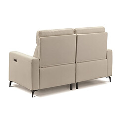 Pegane Ensemble canapé de 3 places (2 relax électriques) + canapé de 2 places fixes en tissu New Nobuck couleur Beige