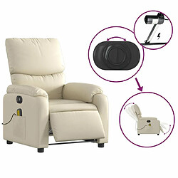 Maison Chic Fauteuil Relax pour salon, Fauteuil de massage inclinable électrique crème similicuir -GKD15419 pas cher