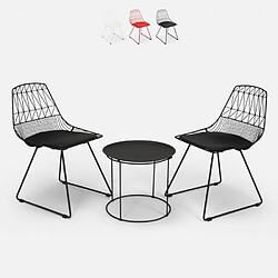 Ahd Amazing Home Design Set table et 2 chaises pour bar de jardin intérieur et extérieur Etzy, Couleur: Noir