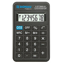 Calculatrice de Poche DONAU Tech/K-DT2085-01 Fonction Racine à 8 Chiffres/ 114x69x18mm/ Couleur: Noir/Calculatrice avec Affichage à 8 Chiffres/Fonctionnement sur Piles/Design Compact