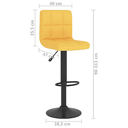 vidaXL Tabouret de bar Jaune moutarde Tissu pas cher