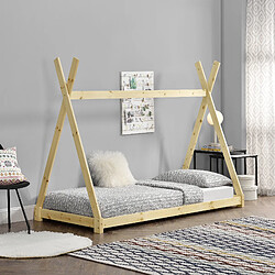 Lit de Tipi pour Enfant Onejda Bois Naturel 200 x 90 cm [en.casa]