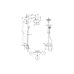 colonne de douche - showerpipe croma 220 - avec mitigeur thermostatique - hansgrohe 27185000