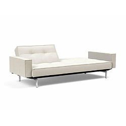 Avis Inside 75 INNOVATION LIVING Canapé SPLITBACK pieds chromé avec accoudoirs convertible lit 115*210 cm tissu Bouclé Off White