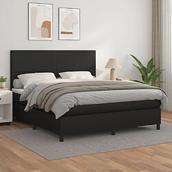 vidaXL Sommier à lattes de lit avec matelas Noir 180x200 cm Similicuir