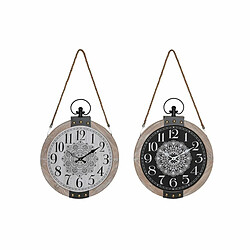 Horloge de table DKD Home Decor 40 x 6,5 x 46 cm Noir Blanc Fer Mandala Bois MDF (2 Unités) 