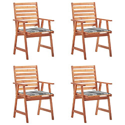 Maison Chic Lot de 4 Chaises à dîner de jardin avec coussins,Fauteuil/Chaises à manger d'extérieur Acacia massif -MN41268