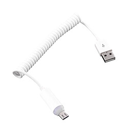 Wewoo Câble blanc pour Samsung, HTC, LG, Sony, Huawei, Lenovo, Xiaomi et autres Smartphones 1m Micro USB vers USB 2.0 Sync Données / Chargeur spiralé avec indicateur LED,