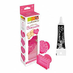 Scrapcooking 4 découpoirs-éjecteurs à Biscuits + Stylo glaçage noir