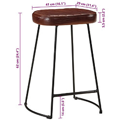 vidaXL Tabourets de bar lot de 2 marron foncé 41x29x62 cm pas cher