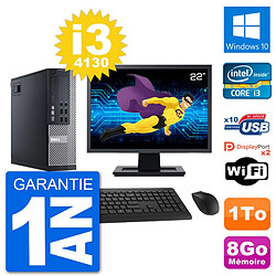 PC Dell 9020 SFF Ecran 22" Intel i3-4130 RAM 8Go Disque 1To Windows 10 Wifi - Occasion