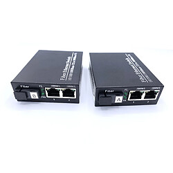 Elfcam Lot de 2 Convertisseur Fibre Ethernet, Convertisseur de Média SFP (mini-GBIC) Inclus, Jusqu'à une Distance de 20KM sur Fibre Optique SC Monomode (2 X 2 Ports RJ45)