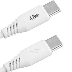 iLike CTT01 Câble TPE durable USB-C vers USB-C (Type-C) Câble de données et chargeur rapide 3,1 A 1 m Blanc