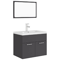 vidaXL Ensemble de meubles de salle de bain Gris Aggloméré