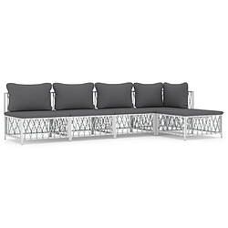 Maison Chic Salon de jardin 5 pcs avec coussins - Table et chaises d'extérieur - Mobilier/Meubles de jardin Moderne blanc acier -MN37016