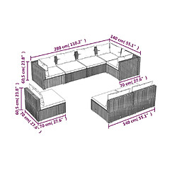 vidaXL Salon de jardin 8 pcs avec coussins résine tressée gris pas cher