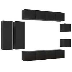 Maison Chic Ensemble de meubles TV 8 pcs | Banc TV Moderne pour salon | Meuble de Rangement - Noir Aggloméré -MN96510