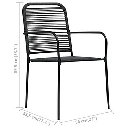 vidaXL Chaises de jardin lot de 2 Corde en coton et acier Noir pas cher