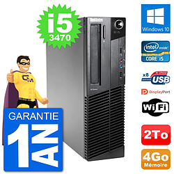 PC Lenovo M92p SFF Intel i5-3470 RAM 4Go Disque Dur 2To Windows 10 Wifi - Occasion