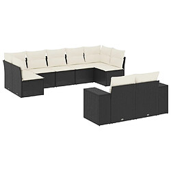 Maison Chic Ensemble Tables et chaises d'extérieur 9 pcs avec coussins,Salon de jardin noir résine tressée -GKD490895