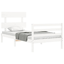 Acheter Maison Chic Lit adulte - Cadre Structure de lit avec tête de lit Contemporain blanc 90x200 cm bois massif -MN27295