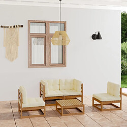 Maison Chic Ensemble de 5 Tables et chaises d'extérieur avec coussins,Salon de jardin bois de pin massif -GKD849055