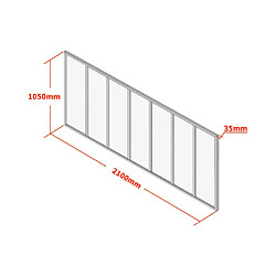 Avis Vente-Unique Verrière atelier en aluminium thermolaqué et verre dépoli - 210x105 cm - Noir - BAYVIEW