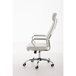 Decoshop26 Fauteuil de bureau hauteur réglable pivotant mécanisme de bascule PVC blanc et métal chromé 10_0002628