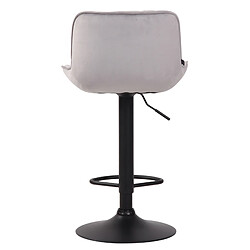 Decoshop26 Tabouret de bar chaise haute x1 en velours gris coutures verticales support en métal noir 10_0005113 pas cher