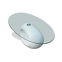 Maison Chic Table basse pour salon | Table à café avec dessus de table en verre ovale Blanc brillant -GKD67623