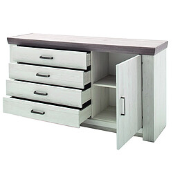 Avis Pegane Buffet en pin massif blanc et chêne nelson - L.160 x H.83 x P.45 cm