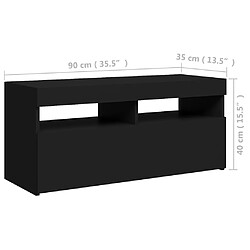 vidaXL Meuble TV avec lumières LED noir 90x35x40 cm pas cher