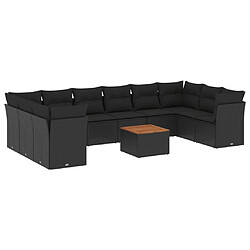 Maison Chic Salon de jardin 11 pcs avec coussins | Ensemble de Table et chaises | Mobilier d'Extérieur noir résine tressée -GKD94047