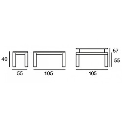 Avis Inside 75 Table basse relevable 105 x 55 cm ARMONIA pieds noyer plateau verre blanc