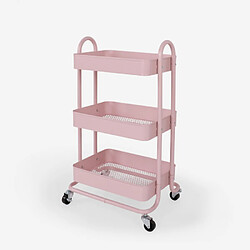 Avis Ahd Amazing Home Design Chariot de cuisine en métal 3 étagères avec roues pour le transport Sall, Couleur: Rose