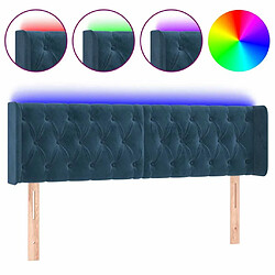 Maison Chic Tête de lit scandinave à LED,meuble de chambre Bleu foncé 147x16x78/88 cm Velours -MN25962