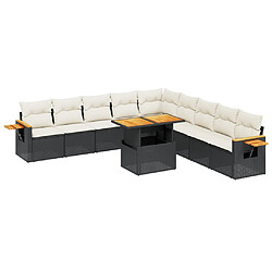 Maison Chic Salon de jardin 11 pcs avec coussins, Ensemble Tables et chaises d'extérieur noir résine tressée -GKD931915