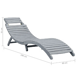 Acheter vidaXL Chaise longue avec coussin Gris Bois d'acacia solide