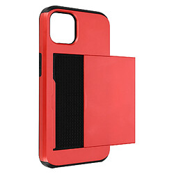 Avizar Coque iPhone 13 avec Rangement Carte Coulissant Antichoc Defender Rouge