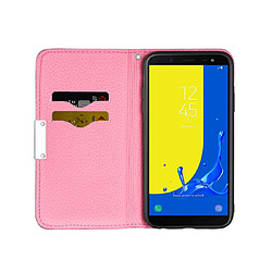 Wewoo Housse Coque Pour Galaxy J6 2018 Etui à rabat horizontal en cuir texturé litchi avec support et fentes cartes Rose pas cher