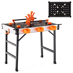 Helloshop26 Établi pliable avec 2 pinces et 4 serrages table de travail portable avec 3 boîtes à outils banc de menuiserie charge 454 kg pour garage orange 20_0009707