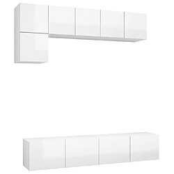 vidaXL Ensemble de meubles TV 5 pcs Blanc brillant Bois d'ingénierie