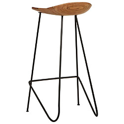 Helloshop26 Lot de deux tabourets de bar design chaise siège bois d'acacia massif 1202088 pas cher